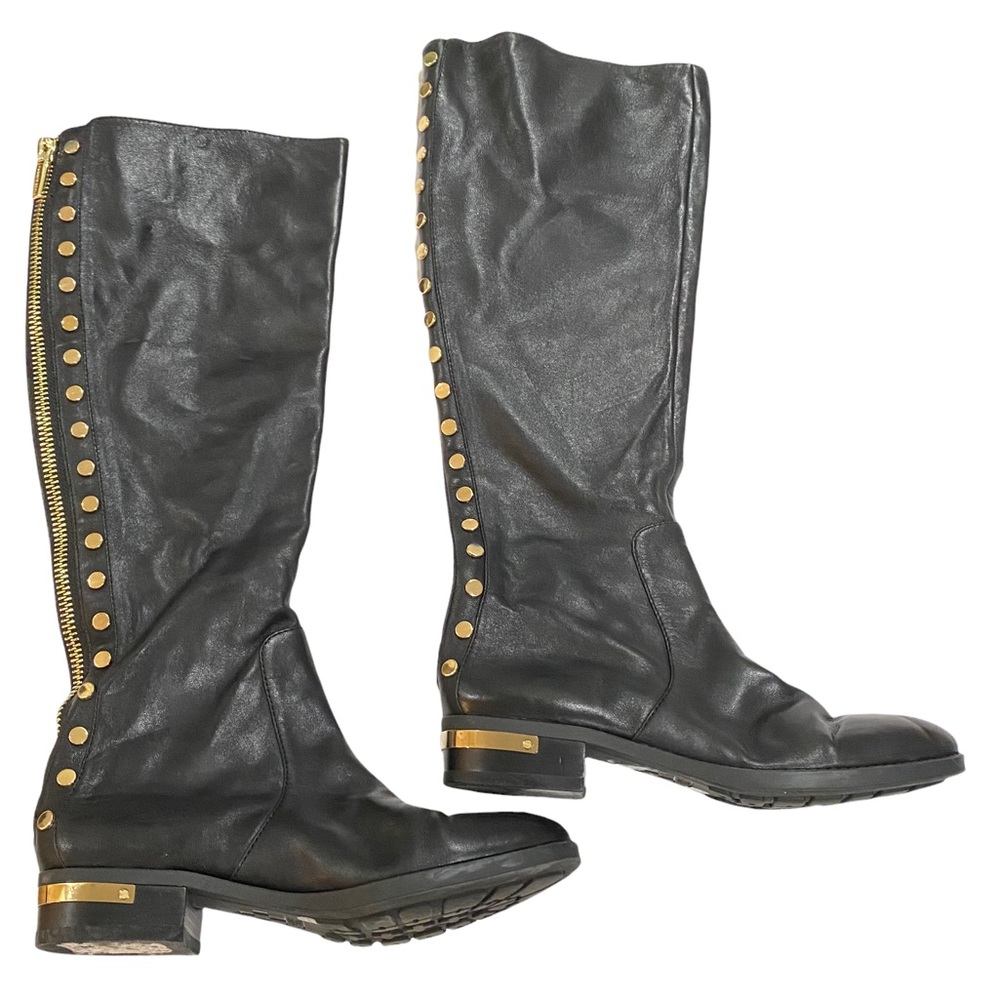VINCE CAMUTO Parshell Studded Tall black Leather Boots 6 so soft